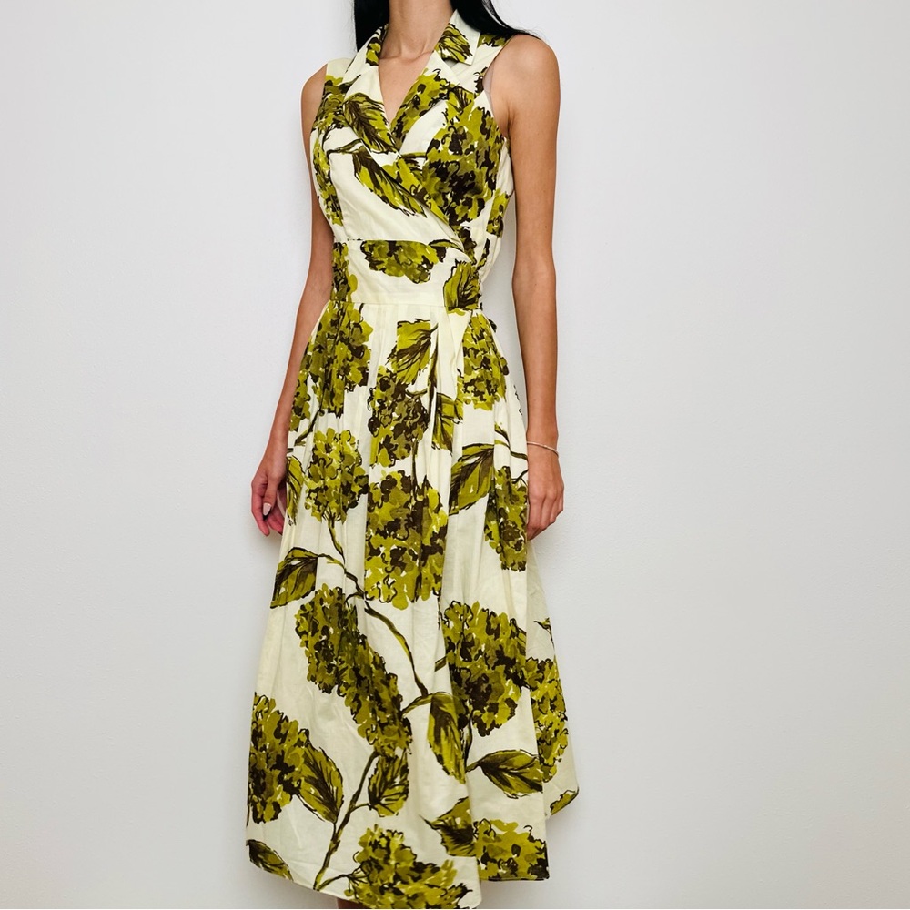 Jones Wear Floral Printed Midi Dress Fit and Flare Wrap Pleated